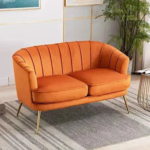 Artechworks Contemporary Velvet Loveseat Sofa - Caramel