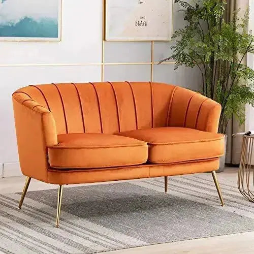 Artechworks Contemporary Velvet Loveseat Sofa - Caramel