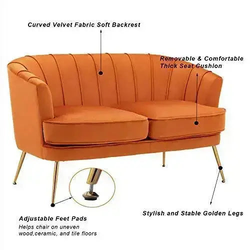 Artechworks Contemporary Velvet Loveseat Sofa - Caramel