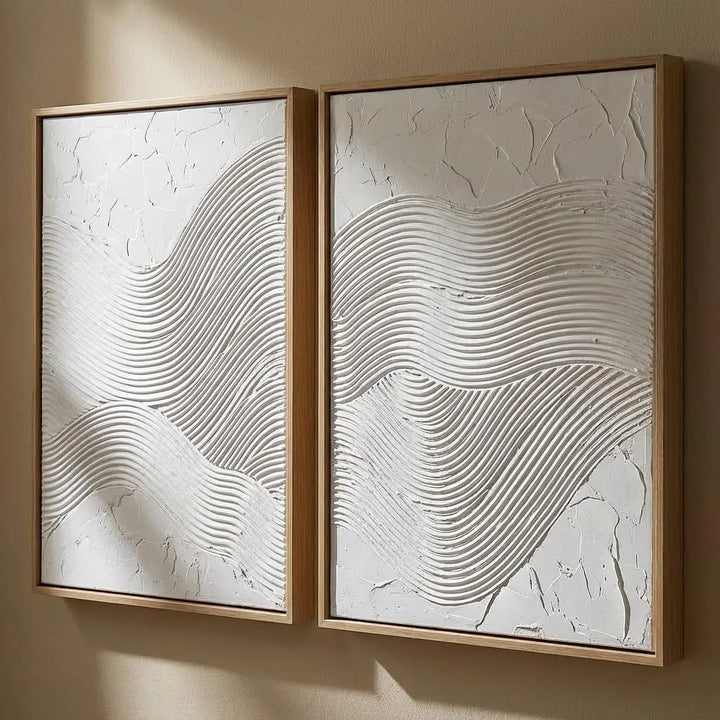 Artiluxy 3D Minimalist Textured Abstract Wall Art Set of 2, Neutral