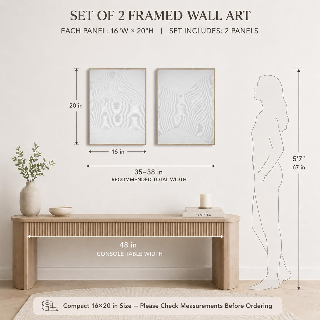 Artiluxy 3D Minimalist Textured Abstract Wall Art Set of 2, Neutral 