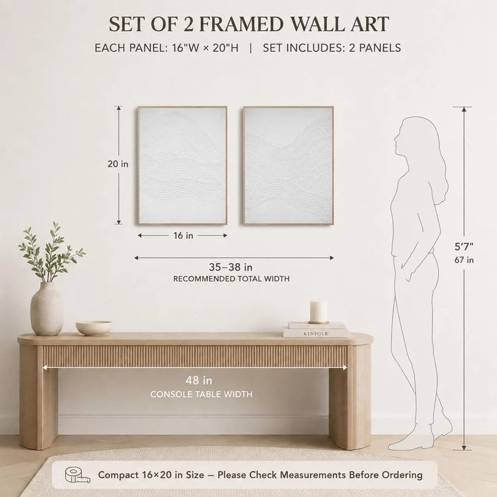 Artiluxy 3D Minimalist Textured Abstract Wall Art Set of 2, Neutral