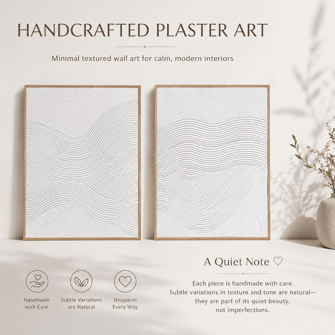 Artiluxy 3D Minimalist Textured Abstract Wall Art Set of 2, Neutral 