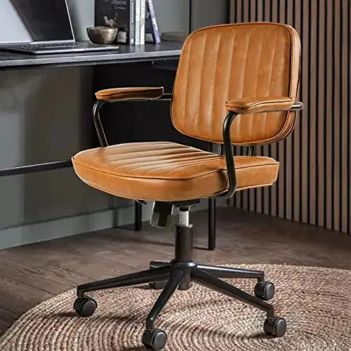 Artswish Leather Office Chair | Mid-Century Leather Chair - Brown Arts wish