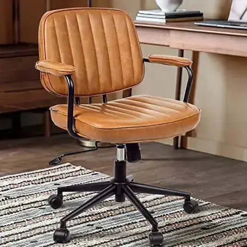 Artswish Leather Office Chair | Mid-Century Leather Chair - Brown