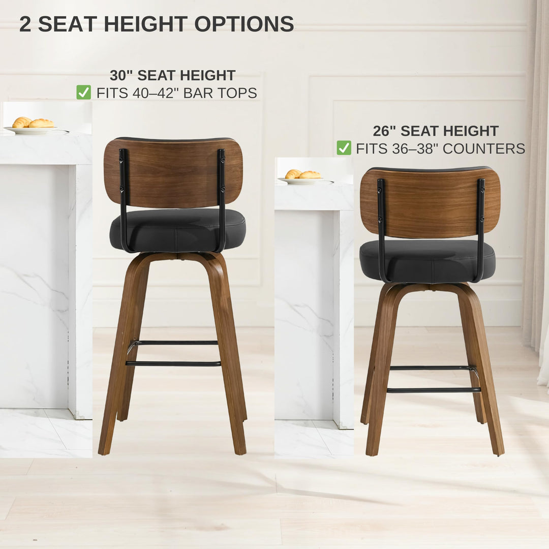 Arvasslia Swivel Bar Stools Set of 3, 26" Counter Height, Beige Grey 