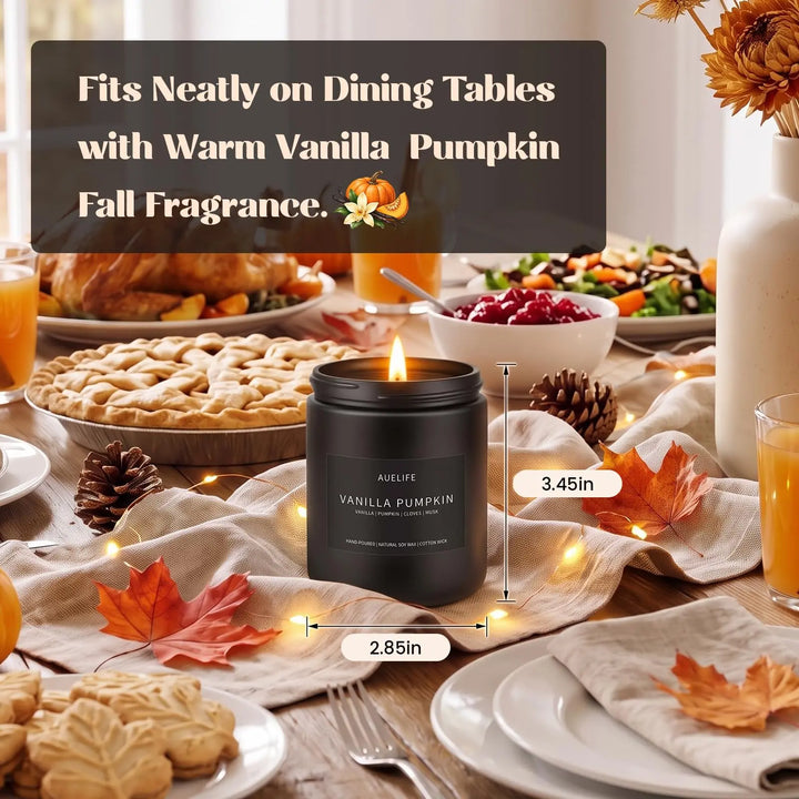 Auelife Fall Candle, Vanilla Pumpkin Scented for Home, Soy Wax