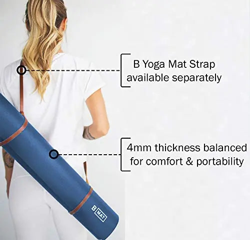 B YOGA B Mat 4mm Thick Yoga Mat | 100% Rubber, Sticky & Eco-Friendly Non-Slip Exercise Mat, 85" - Deep Blue B YOGA