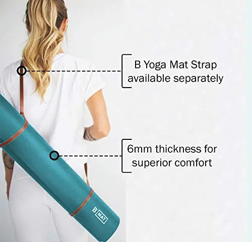 B YOGA B Mat Strong 6mm Thick Yoga Mat, 100% Rubber, Sticky & Eco-Friendly Exercise Mat, Non-Slip for Hot Yoga, Fitness, Pilates, Exercise, Stretching, Gym or Home Workouts (71" Ocean Green) B YOGA