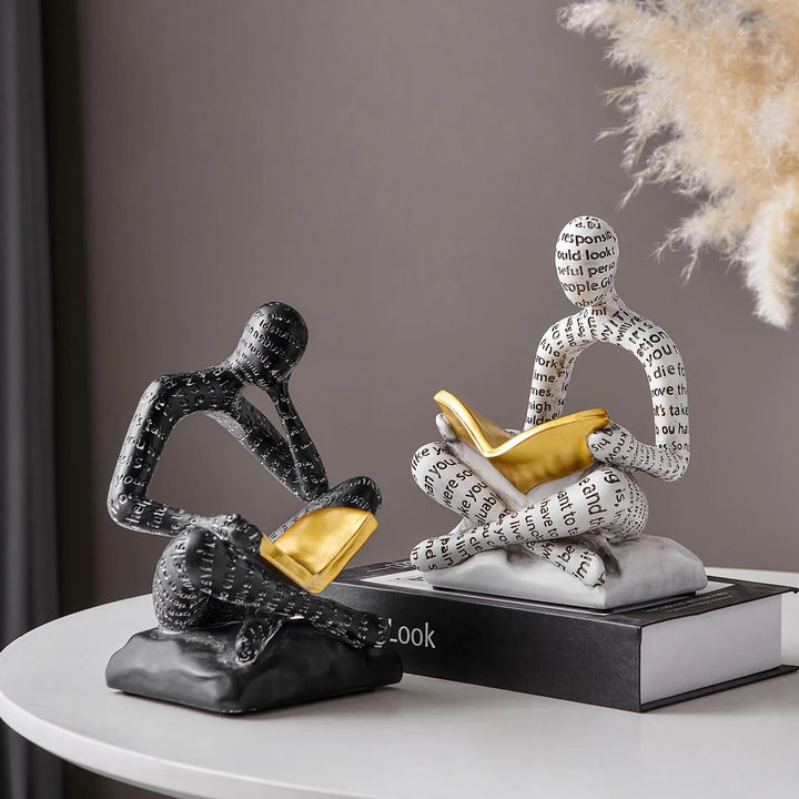 BANOMII Heavy Duty Book Ends for Shelves, Thinker Design