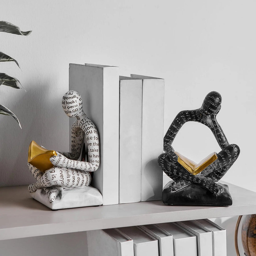 BANOMII Heavy Duty Book Ends for Shelves, Thinker Design