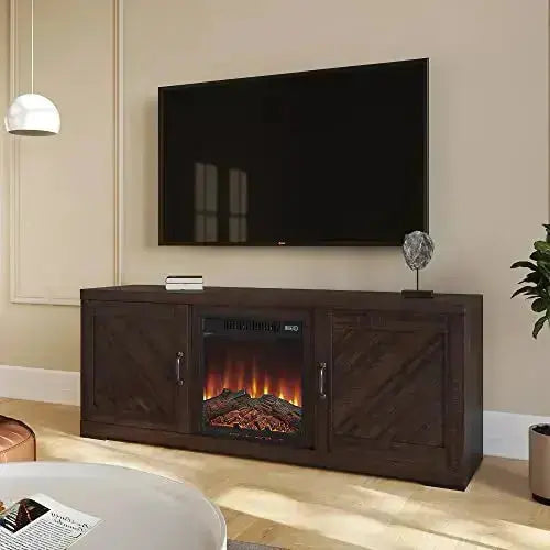 BELLEZE Electric Fireplace TV Stand, 58" for TVs up to 55" - Espresso