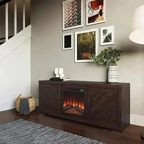 BELLEZE Electric Fireplace TV Stand, 58" for TVs up to 55" - Espresso