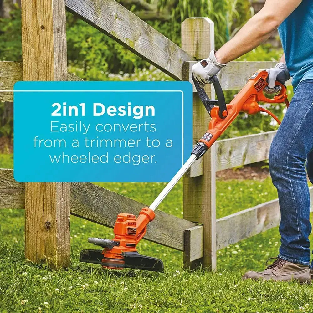 BLACK+DECKER Weed Wacker with Auto Feed, 14-Inch 2 in 1 String Trimmer Lawn Edger, Powerful 6.5-Amp Lightweight Electric Weed Eater (BESTA510) 