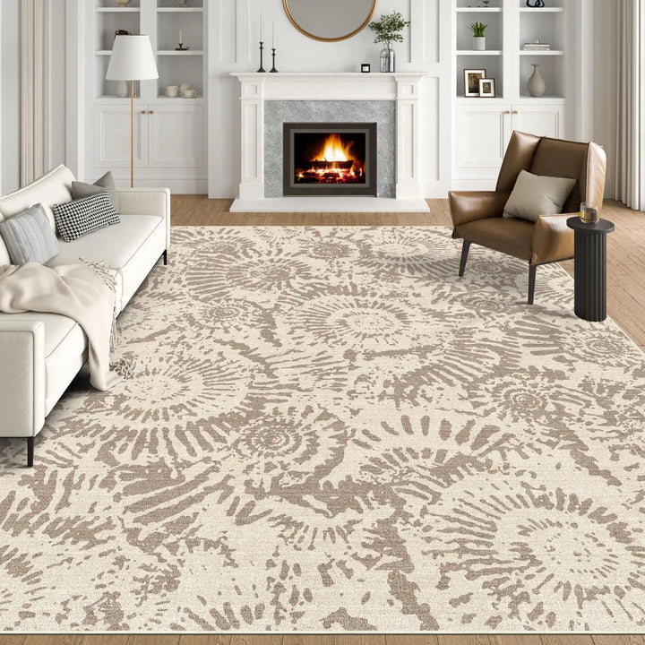 BLISSA Taupe Modern Living Room Rug - 8x10 Soft Washable Bedroom Area Rug