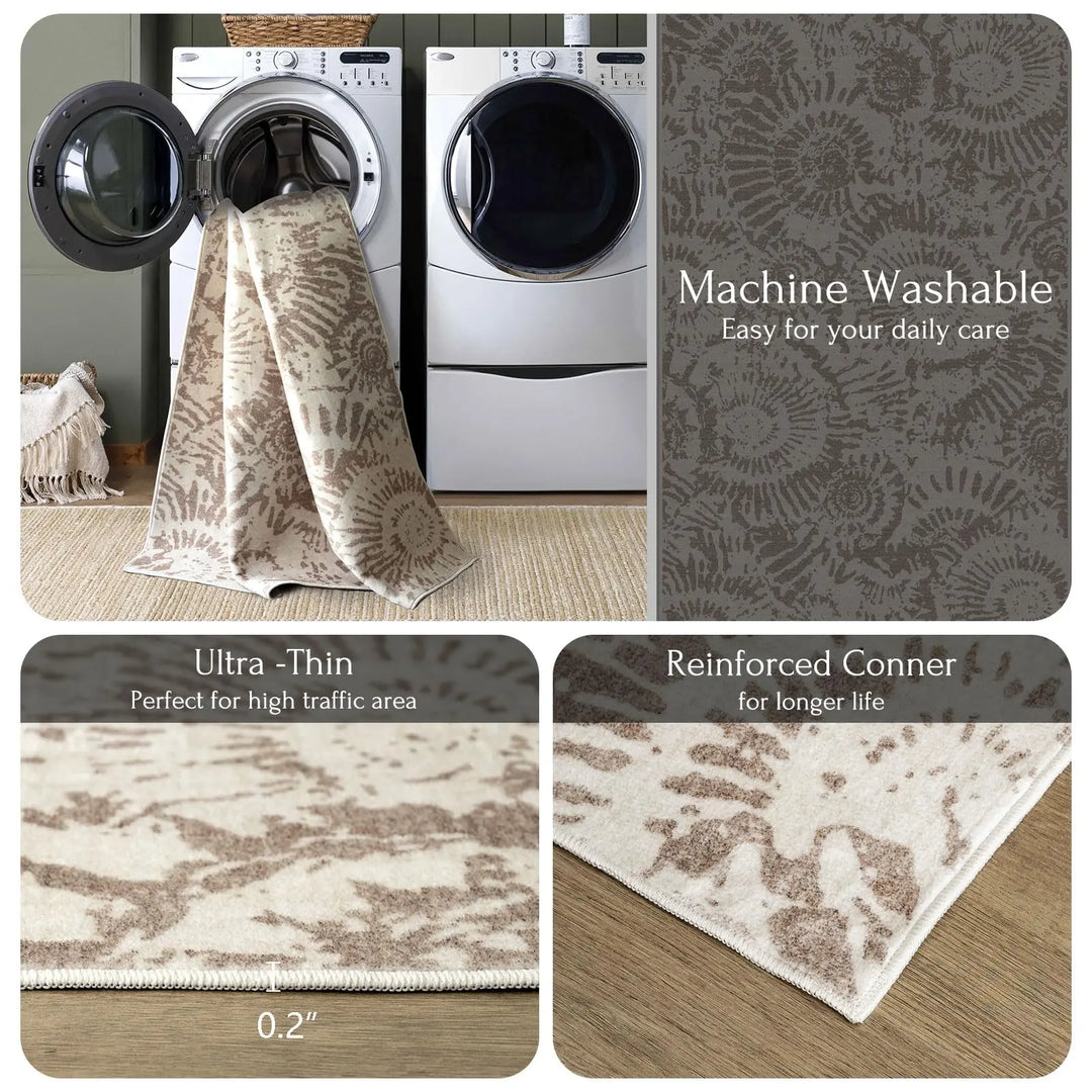 BLISSA Taupe Modern Living Room Rug - 8x10 Soft Washable Bedroom Area Rug