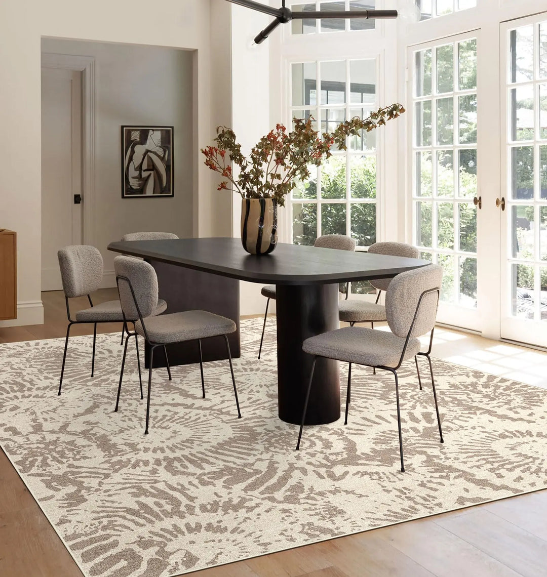 BLISSA Taupe Modern Living Room Rug - 8x10 Soft Washable Bedroom Area Rug