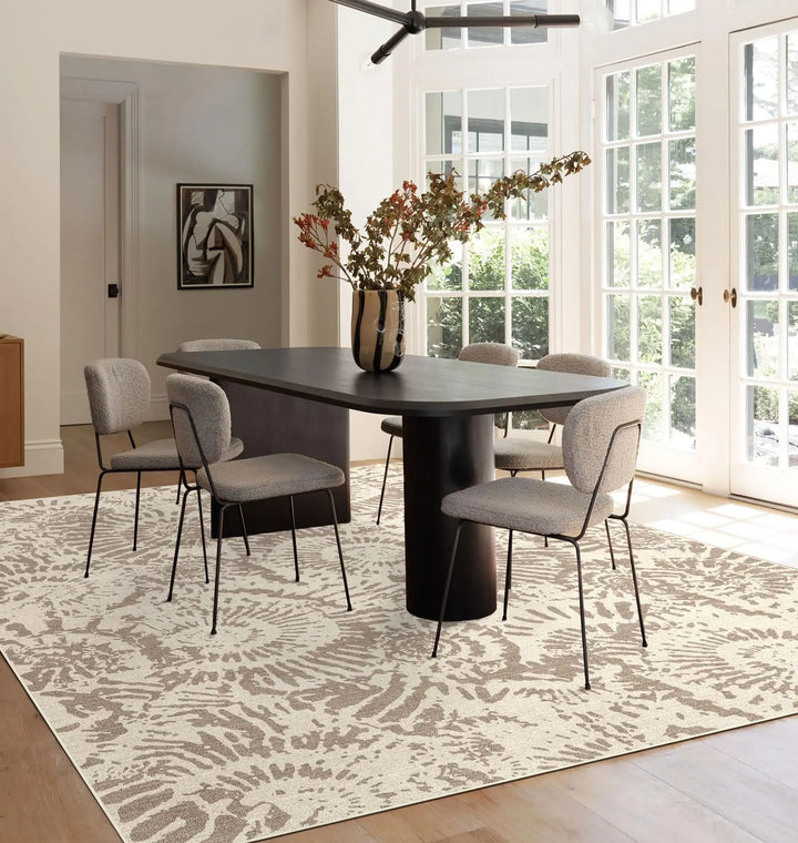 BLISSA Taupe Modern Living Room Rug - 8x10 Soft Washable Bedroom Area Rug