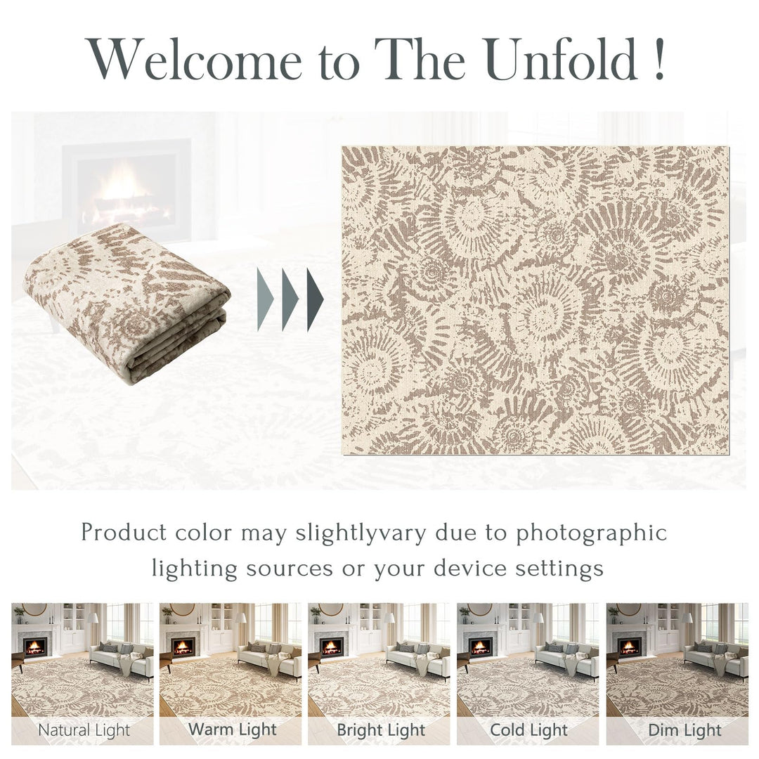 BLISSA Taupe Modern Living Room Rug - 8x10 Soft Washable Bedroom Area Rug 