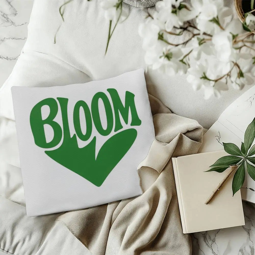 BLOOM Heart Throw Pillow Cover - Sage Green 