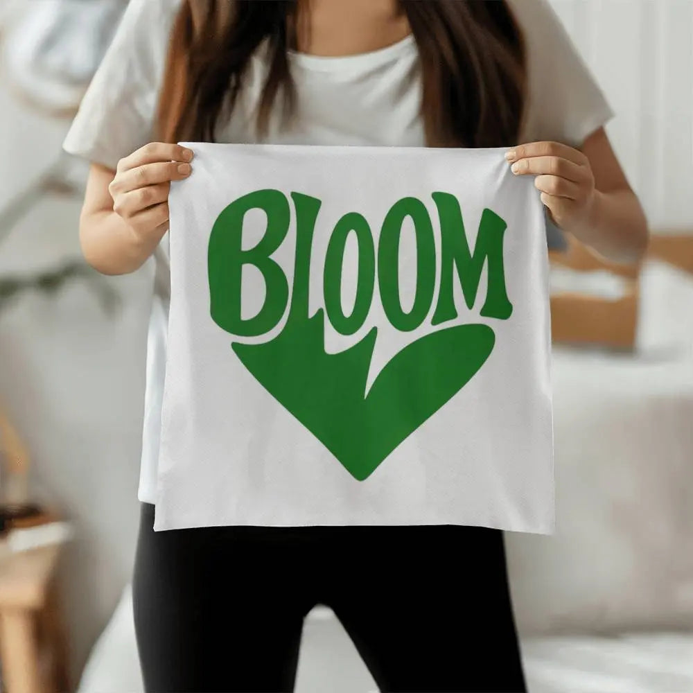 BLOOM Heart Throw Pillow Cover - Sage Green 