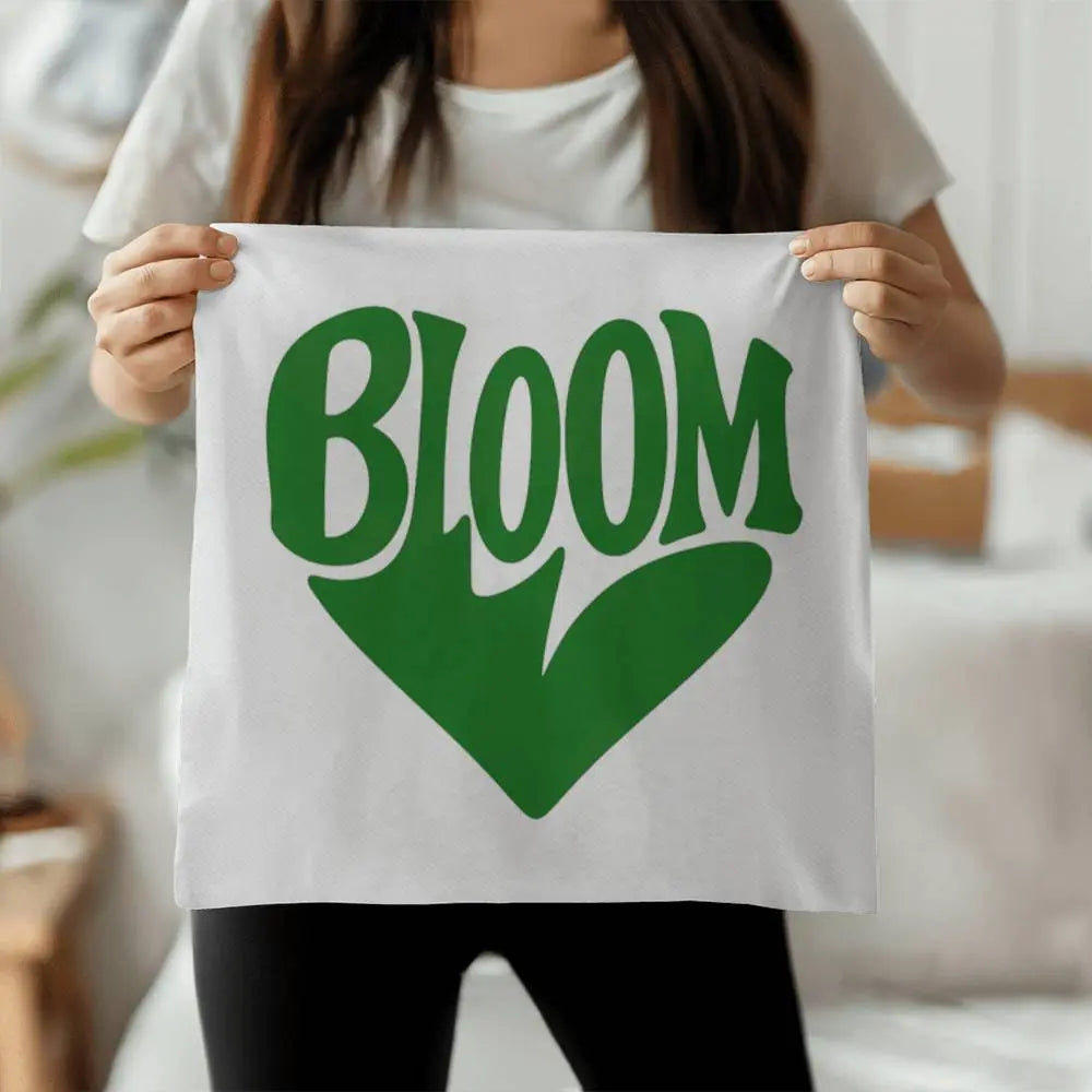 BLOOM Heart Throw Pillow Cover - Sage Green 