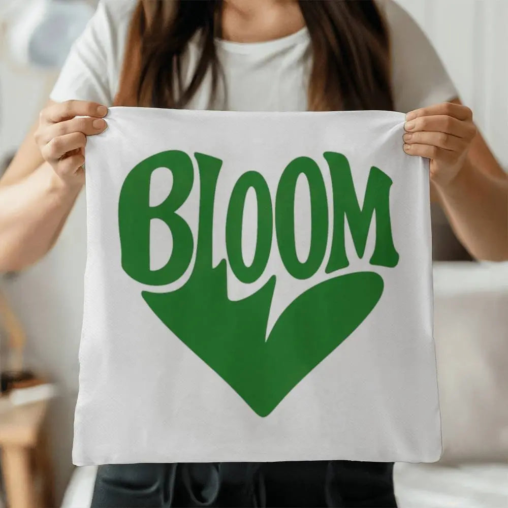 BLOOM Heart Throw Pillow Cover - Sage Green 