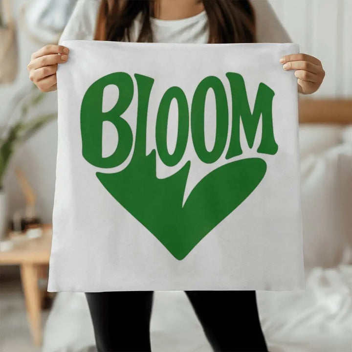 BLOOM Heart Throw Pillow Cover - Sage Green 