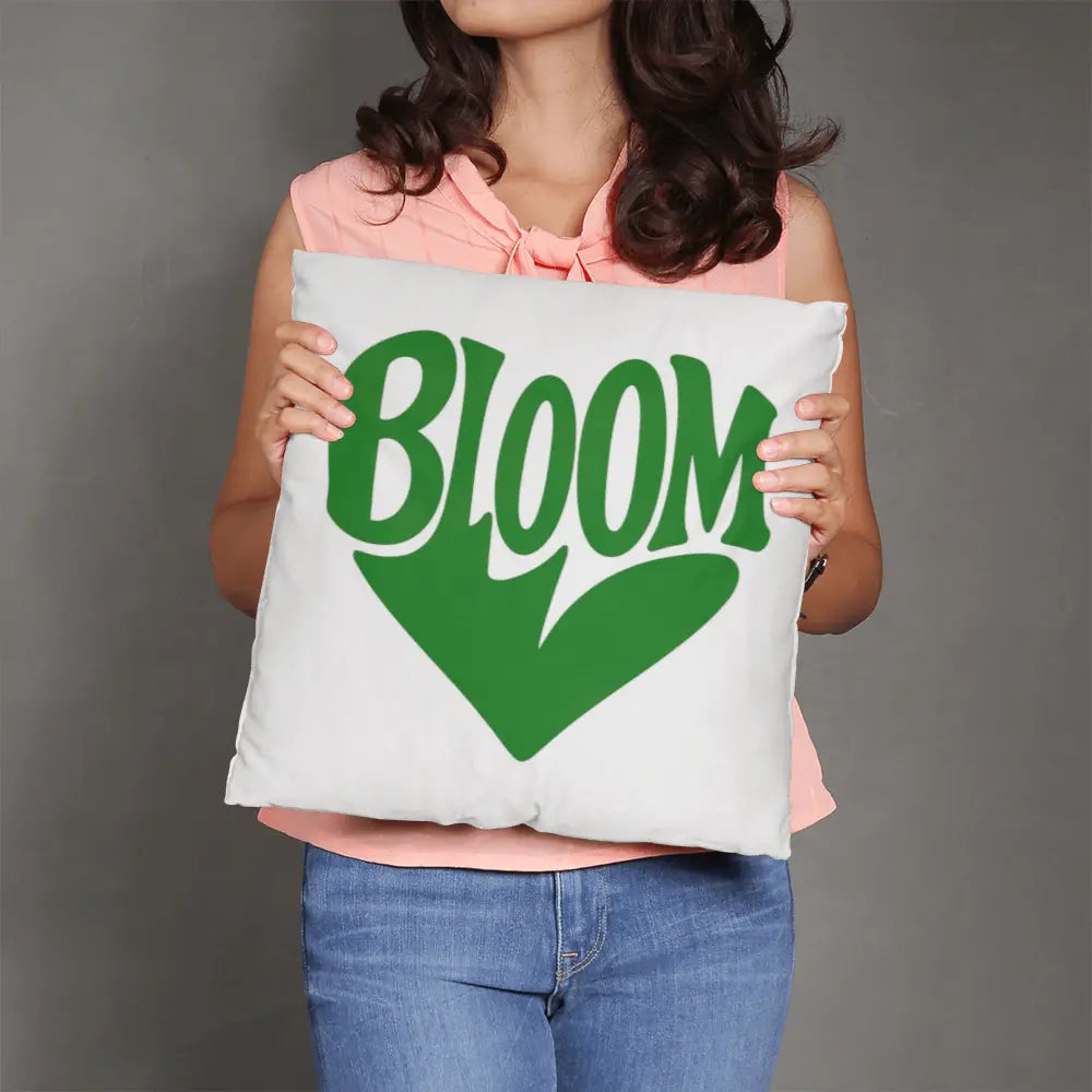 BLOOM Heart Throw Pillow Cover - Sage Green 