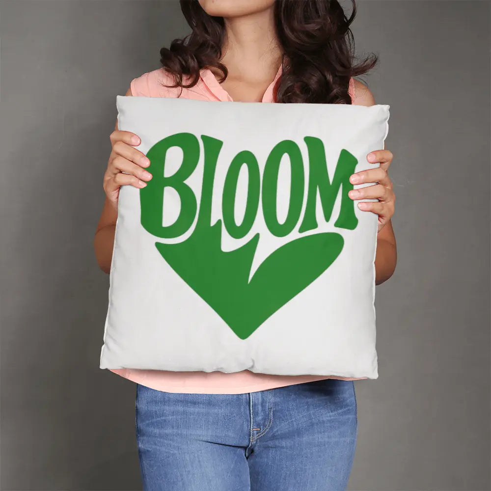 BLOOM Heart Throw Pillow Cover - Sage Green 