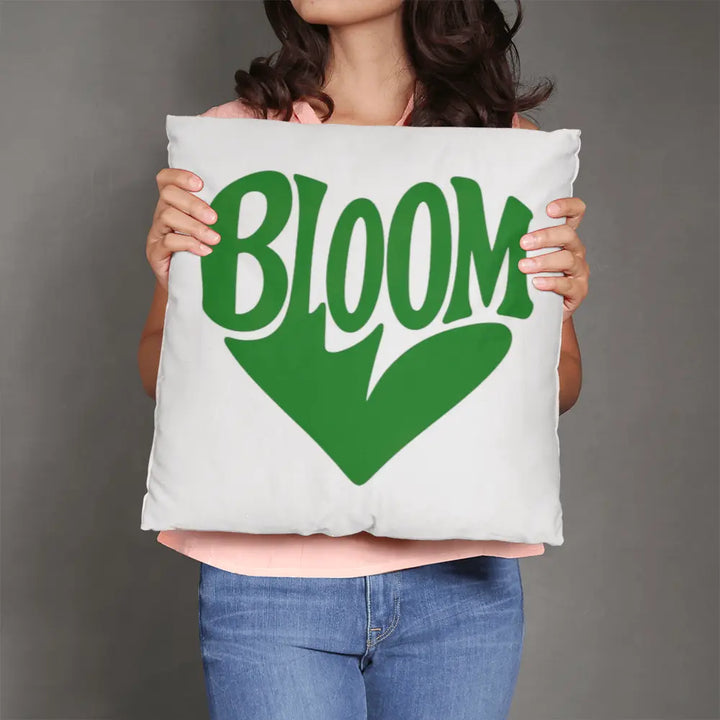 BLOOM Heart Throw Pillow Cover - Sage Green 