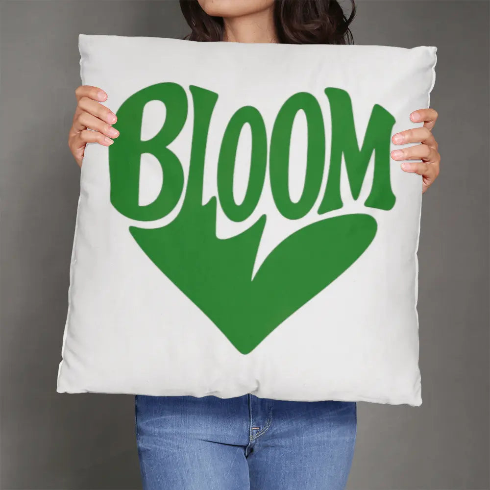 BLOOM Heart Throw Pillow Cover - Sage Green 