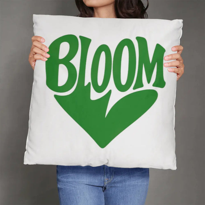 BLOOM Heart Throw Pillow Cover - Sage Green 