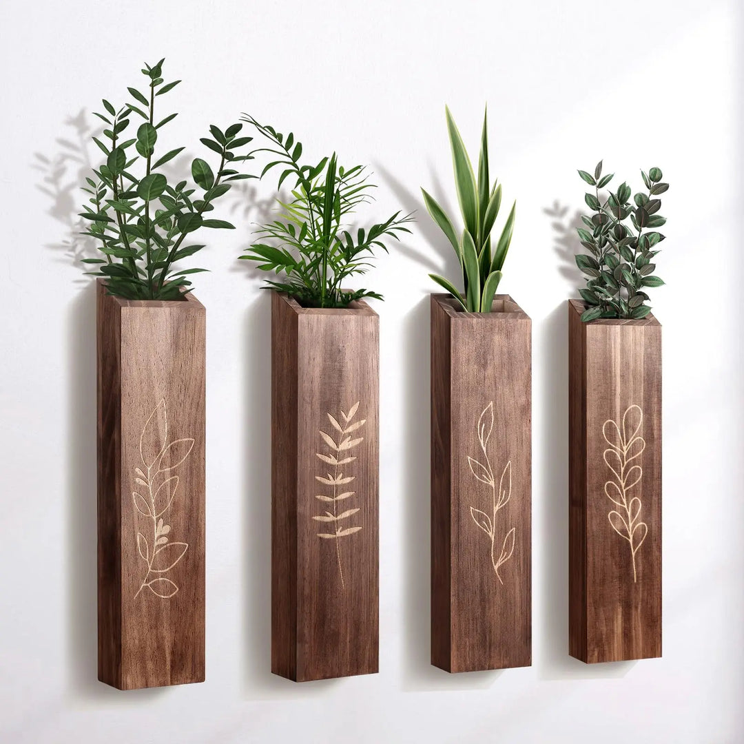 BOTOP Wooden Wall Vase Planter Set of 4