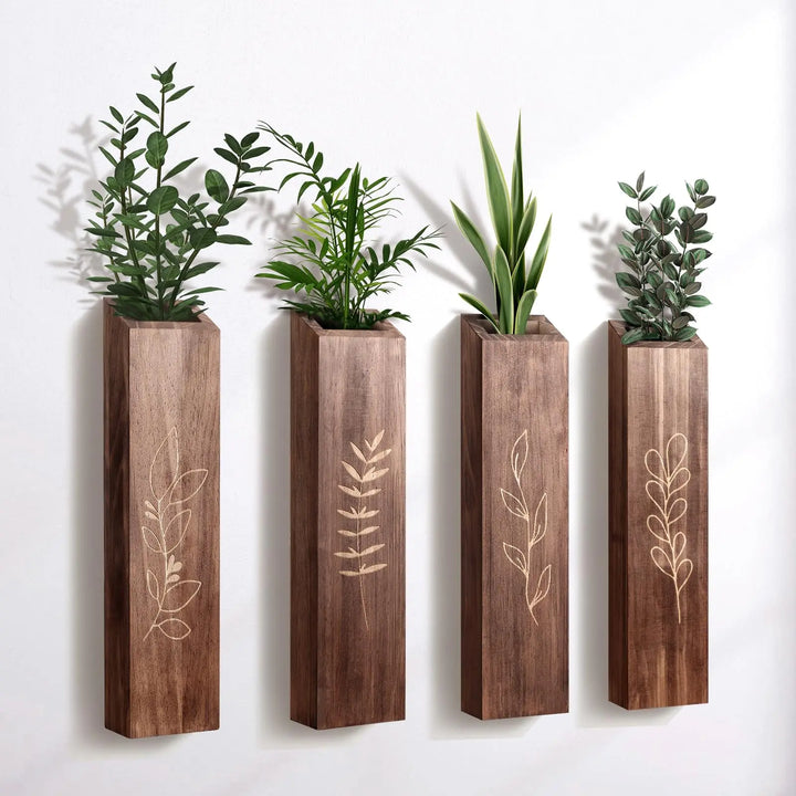 BOTOP Wooden Wall Vase Planter Set of 4