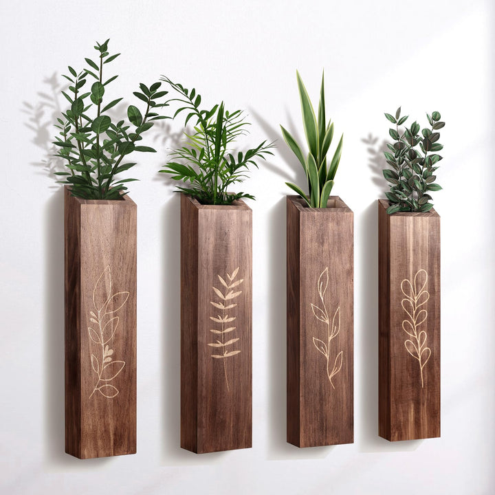 BOTOP Wooden Wall Vase Planter Set of 4 