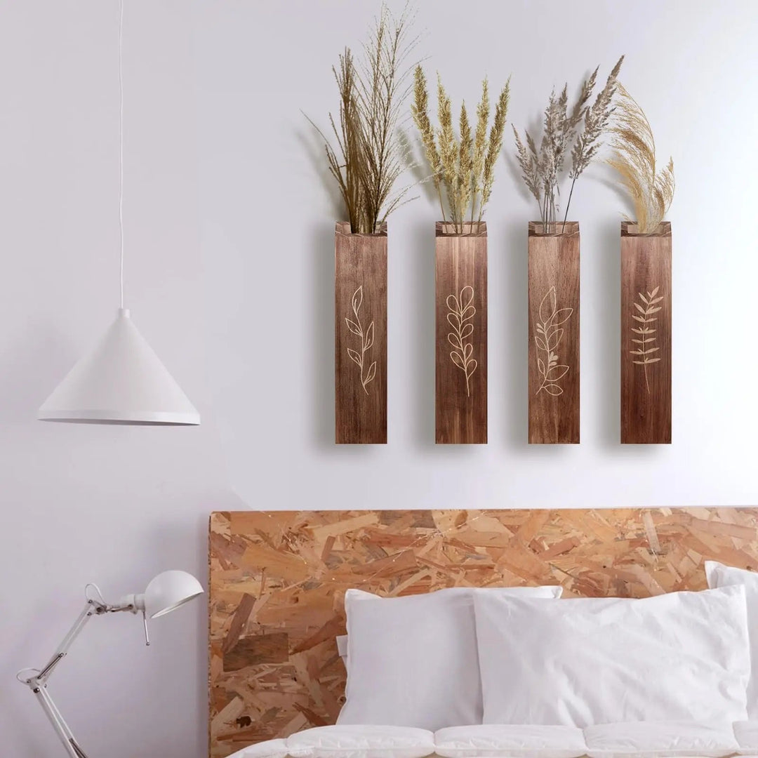 BOTOP Wooden Wall Vase Planter Set of 4 