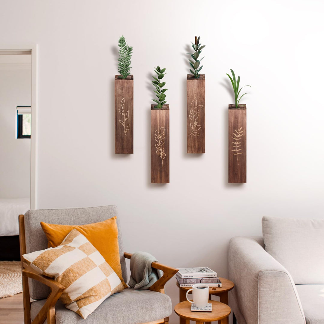 BOTOP Wooden Wall Vase Planter Set of 4 