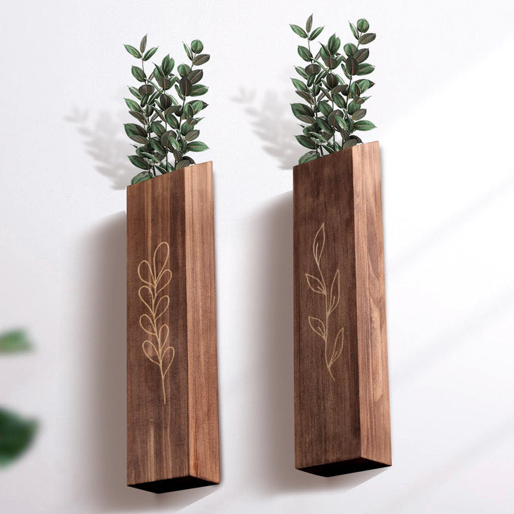 BOTOP Wooden Wall Vase Planter Set of 4 
