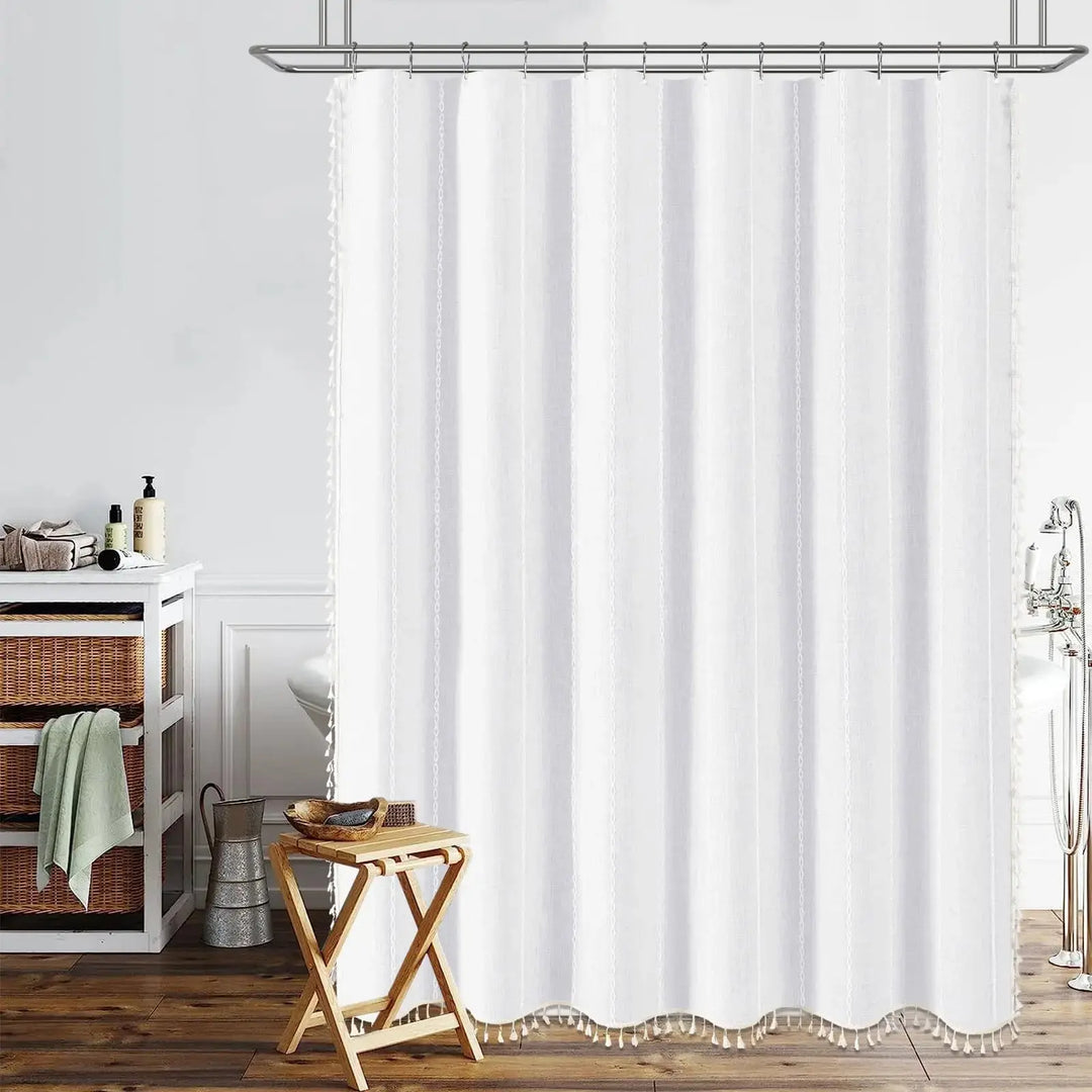 BTTN White Shower Curtain, Wrinkle Free, 72" x 72" - White 
