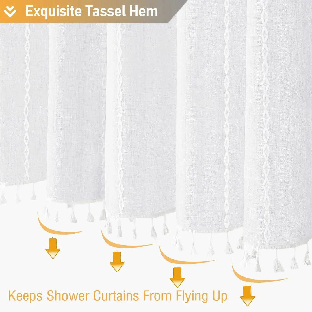 BTTN White Shower Curtain, Wrinkle Free, 72" x 72" - White 