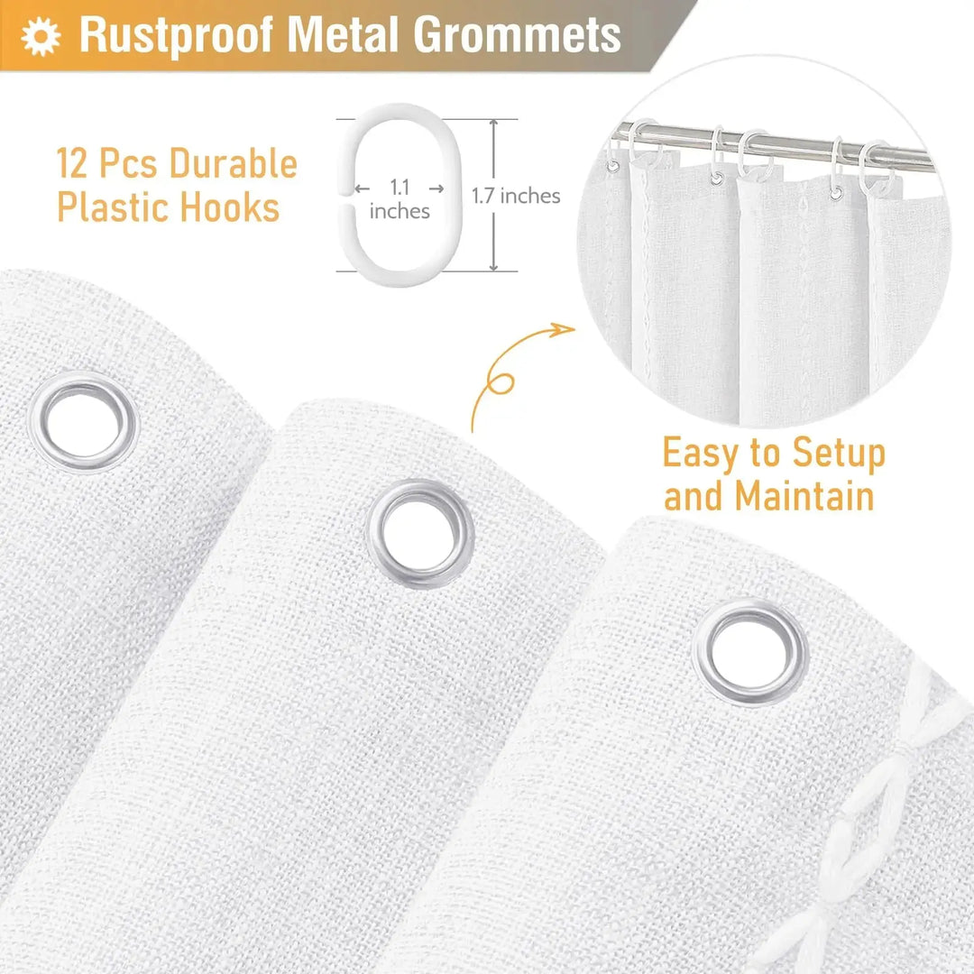 BTTN White Shower Curtain, Wrinkle Free, 72" x 72" - White 