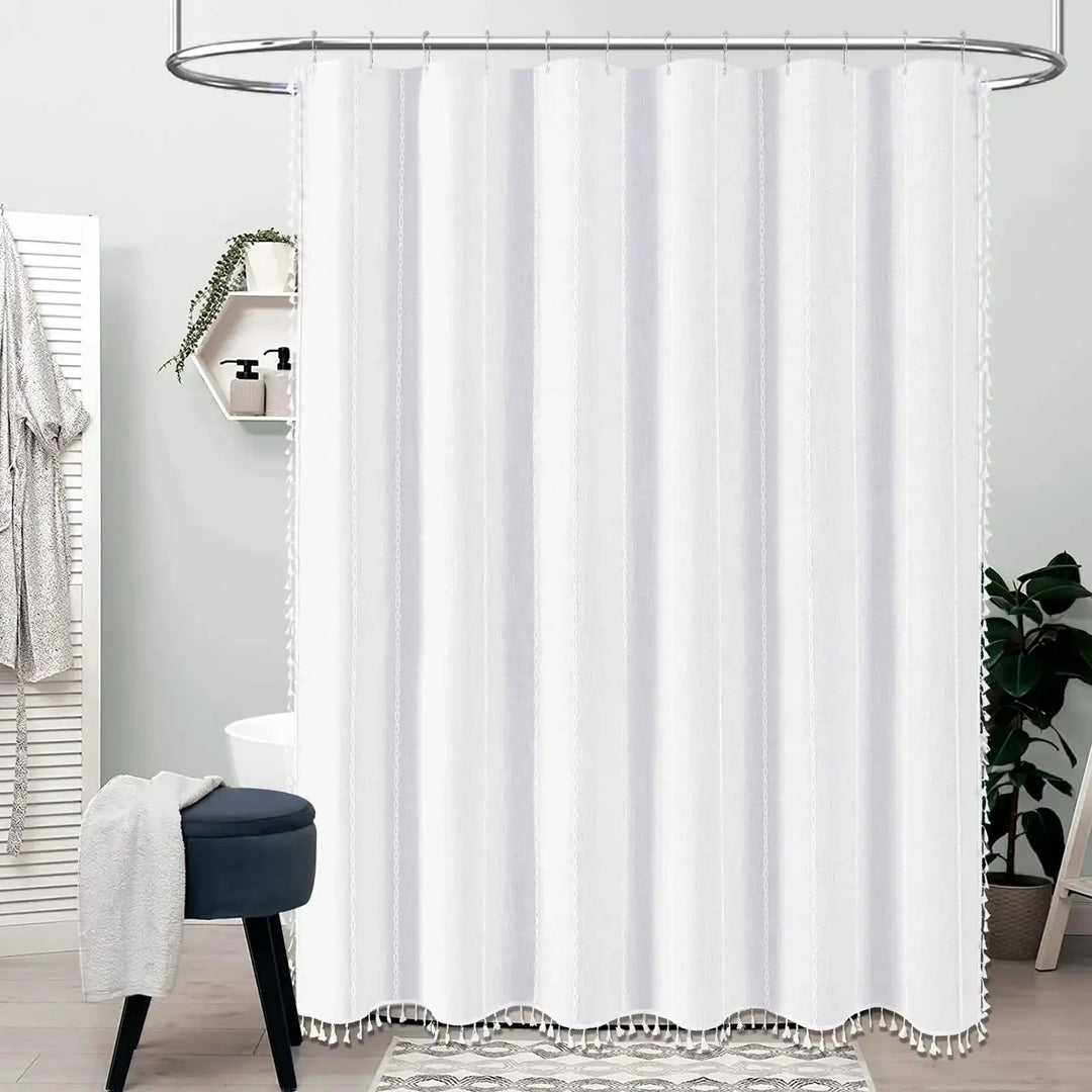BTTN White Shower Curtain, Wrinkle Free, 72" x 72" - White 