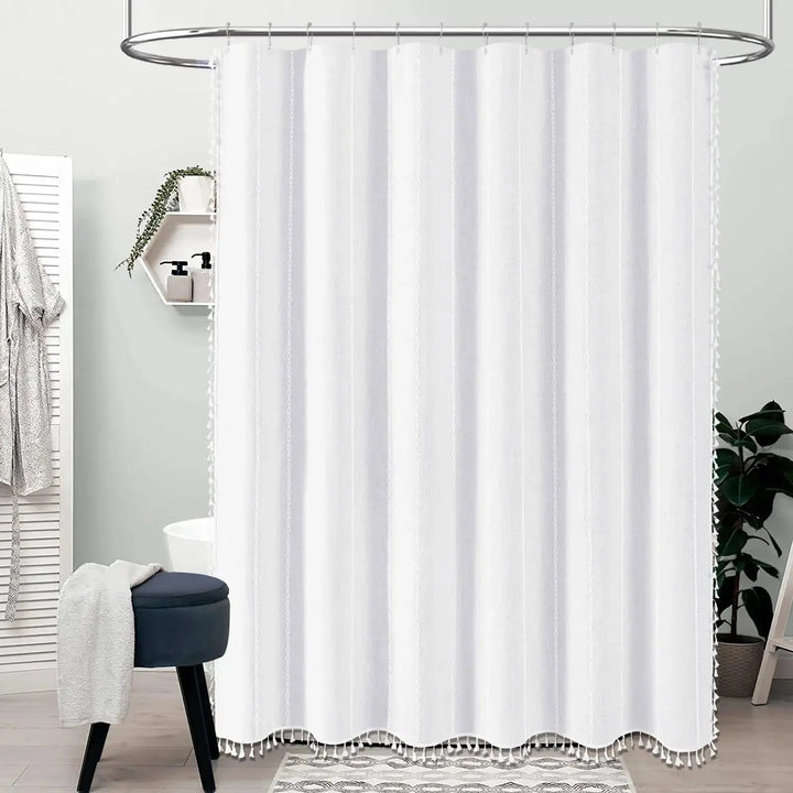 BTTN White Shower Curtain, Wrinkle Free, 72" x 72" - White 