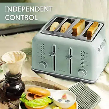 BUYDEEM Toaster, 4-Slice Retro Toaster, 7-Shade Settings - Cozy Green