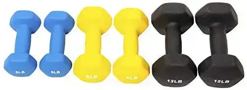 BalanceFrom Colored Neoprene Coated Dumbbell Set with Stand - Multi Color