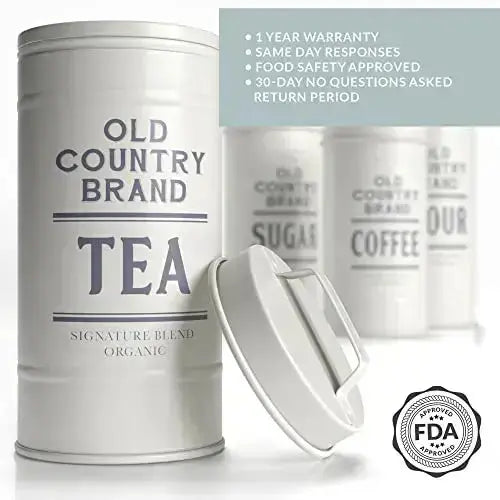 Barnyard Designs White Canister Sets for Kitchen Counter, Vintage Kitchen Canisters, Country Rustic Farmhouse Decor for The Kitchen, Coffee Tea Sugar
