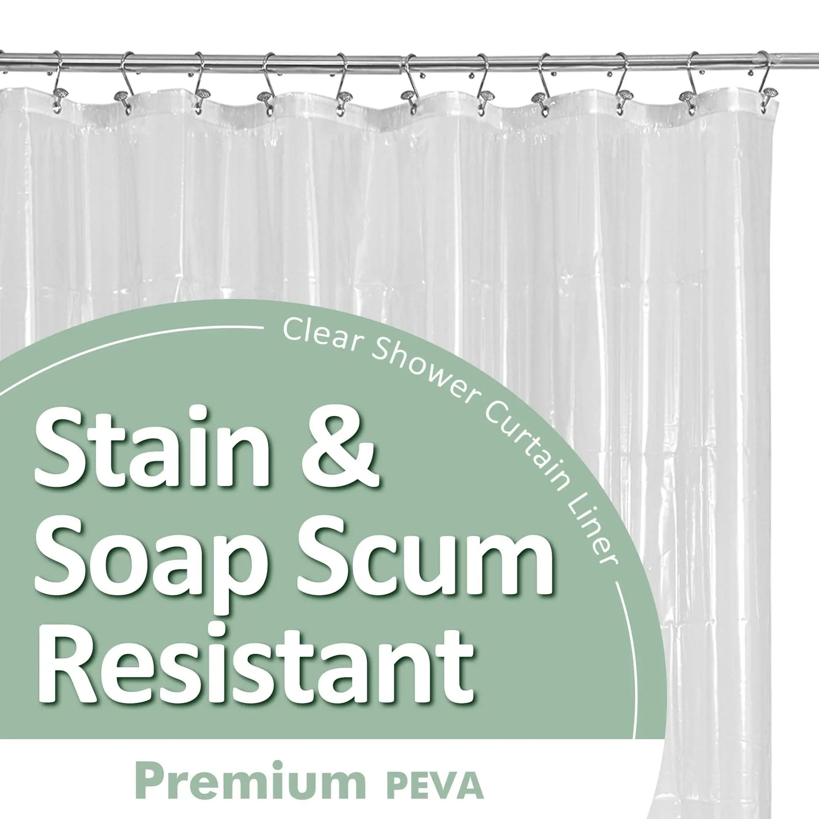 Barossa Design Plastic Shower Liner Clear - Premium PEVA Shower Curtain Liner with Rustproof Grommets and 3 Magnets, Waterproof Cute Lightweight Standard Size Shower Curtains for Bathroom - Clear 