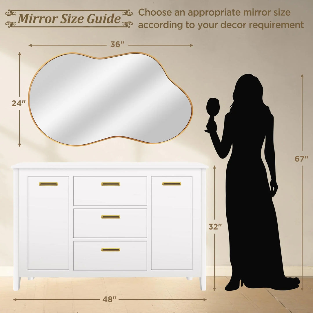 Bathroom Mirror for Over Sink-Gold Home Decor Wall Mirror 24"x 36"