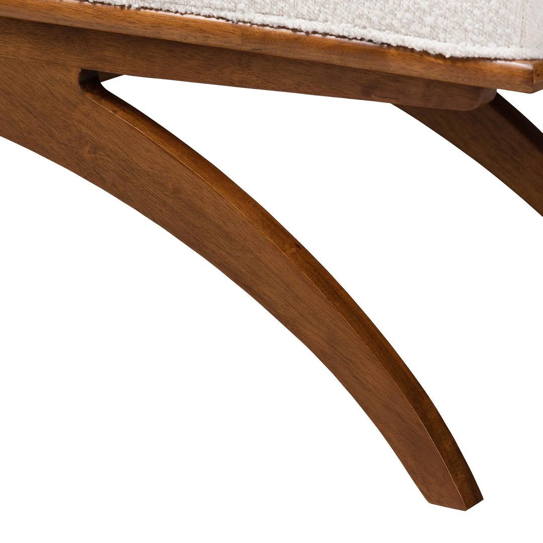 Baxton Studio Orella Japandi Cream Boucle Fabric and Walnut Brown Finished Wood Bench 